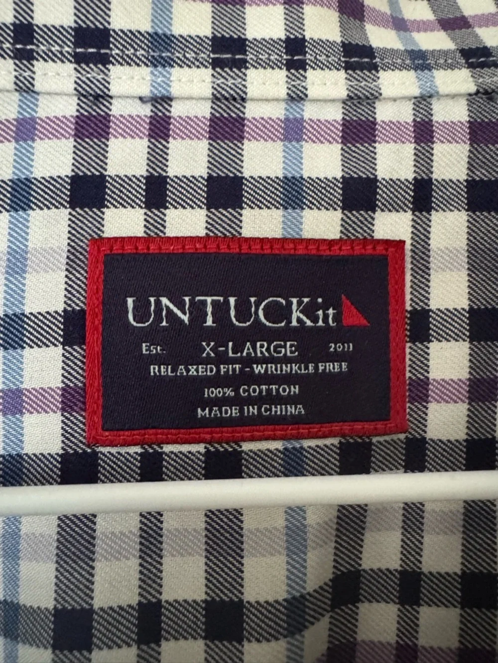 UNTUCKit Men's Black & White Plaid Button-Down Shirt - Picture 2 of 2